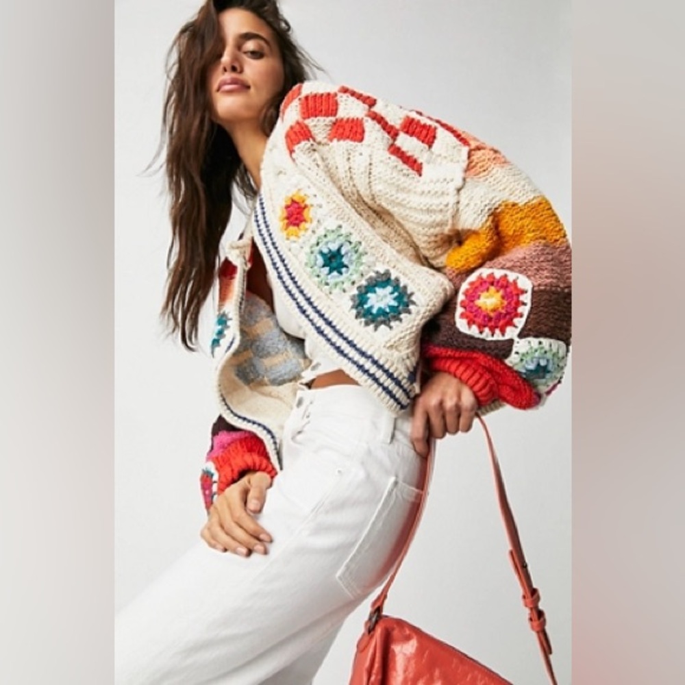 Free People Clear Skies Cardi in Cream Combo